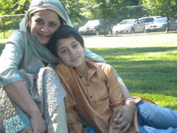 Salma Hasan Ali and her son Zayd.
