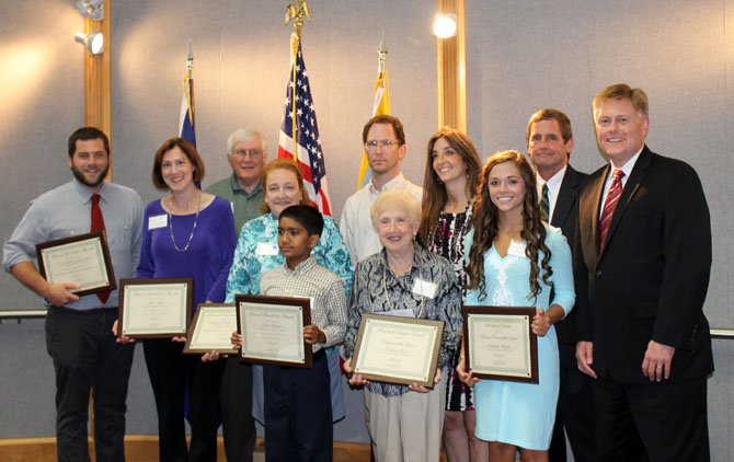 From left: Ned Barnes, Julie Tahan, David McKinley, Paula McKinley, Rohil Binge, Greg Sykes, Norma Heck, Eileen Filler-Corn, Elizabeth Banks, Cliff Keenan, and John Cook gather at the annual Best of Braddock Awards on July 9.
