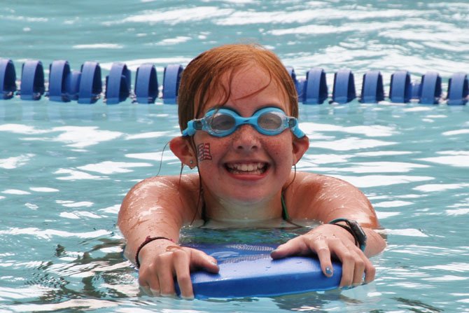 Ellie Schleyer, 12, joined the swimmers at the swimathon
