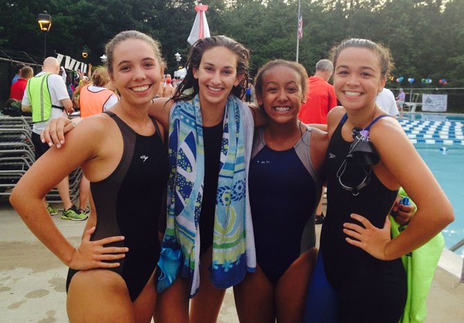 The 13/14 girls’ team of Lauren Peters, Karenna Hall, Hope Alston and Georgia Stamper broke the Sully 2 medley relay record.
