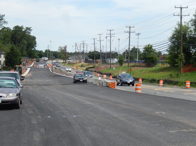 A newly asphalted section of the widened Stringfellow Road between Chantilly High and Rocky Run Middle School.
