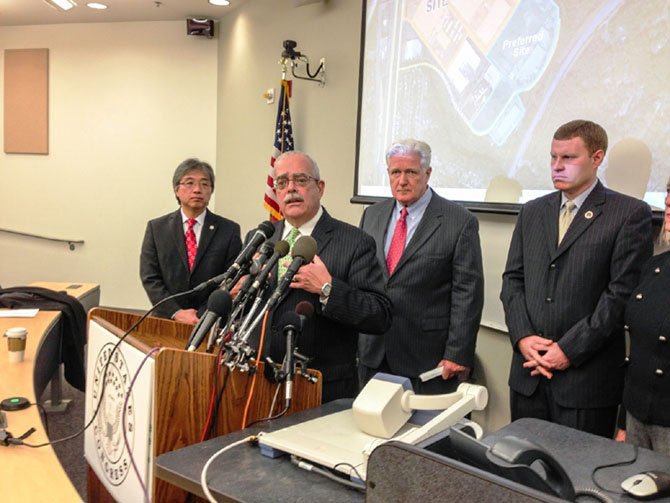 Elected officials speak at an event to renew interest in Springfield as the location of the new FBI headquarters in December 2013.  
