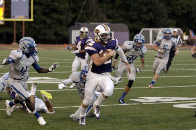 Lake Braddock junior Kyle Edwards made his first start at quarterback against West Potomac on Aug. 29.