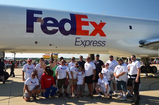 Members of the Centreville Moose Lodge #2168 team which participated in the 2014 Dulles Day plane pull at Dulles Airport.
