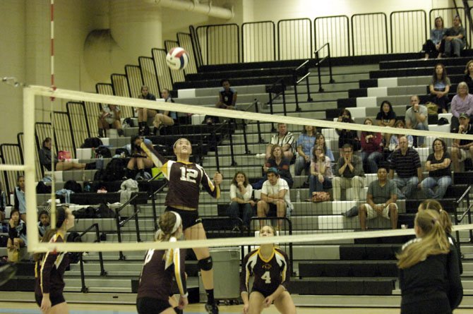 Oakton sophomore Alice Yang had 17 kills against Centreville on Monday.