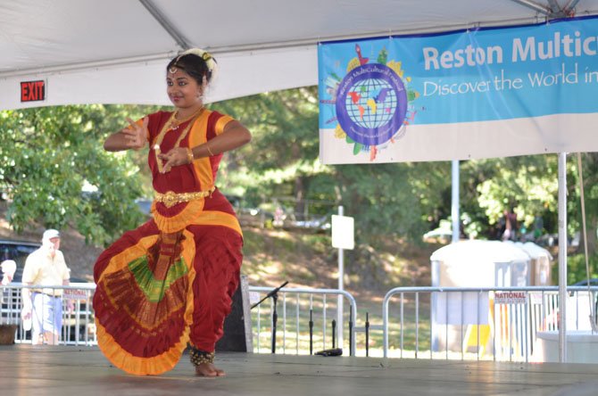 Aishwarya Subramanian, student at the Jayamangala School of Music and Dance performed classical Indian dances at the 2014 Reston Multicultural Festival.