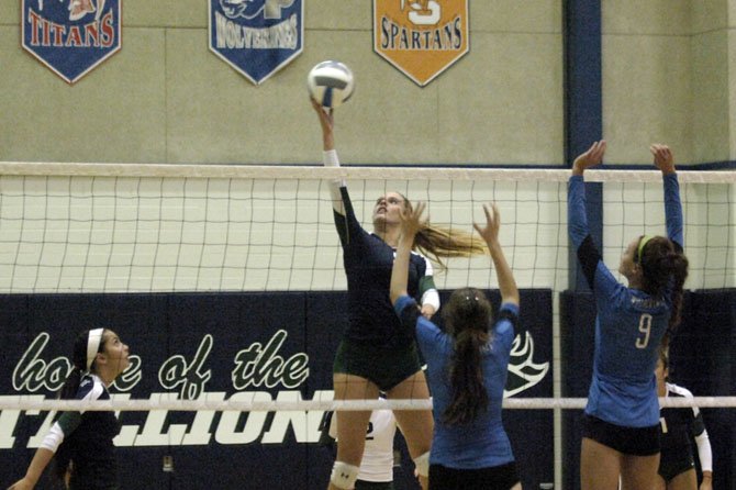 South County senior Rachel Snare finished with nine kills and two aces against West Potomac on Tuesday.