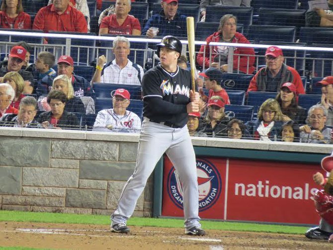 Miami Marlins infielder and 2006 Westfield High School graduate Justin Bour went 3-for-4 during a Sept. 26 game against the Washington Nationals.