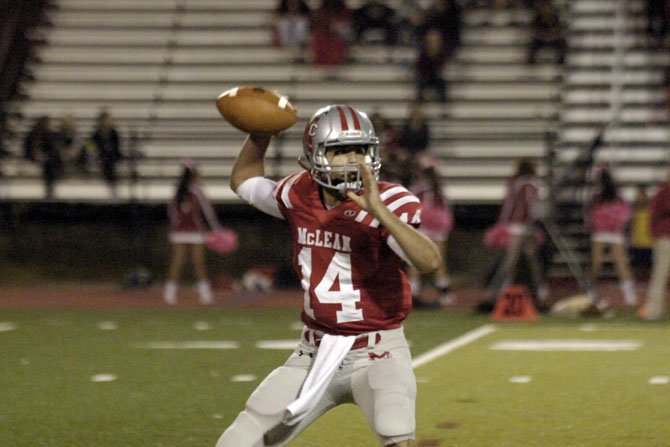 McLean quarterback Brian Maffei completed a state-record 42 passes during a 51-35 loss to Herndon on Oct. 2.