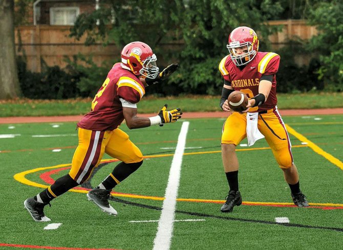 Joe Dickinson, right, transferred from Chapin High School in El Paso, Texas, to Bishop Ireton in January.