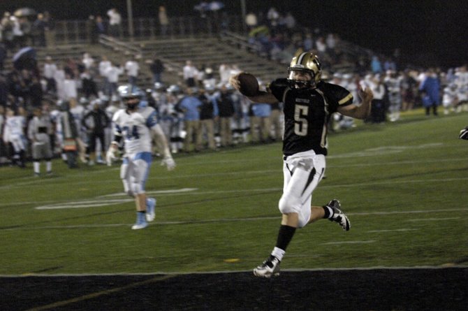 Westfield quarterback Mason Scoville threw two touchdown passes and ran for three more during the Bulldogs' 42-41, double-overtime victory over Centreville on Friday.