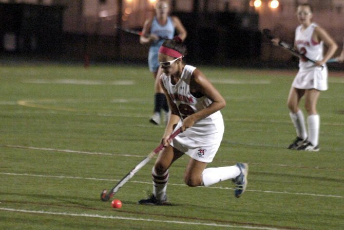 Sofia Palacios, seen earlier this season, and the Herndon field hockey team suffered its first loss of the season on Oct. 8, but responded with a win against Oakton two days later.