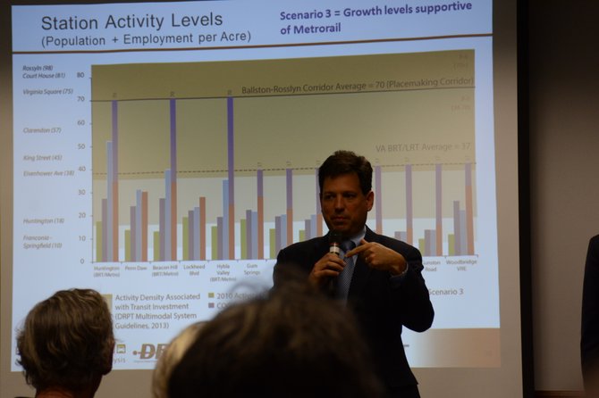 Del. Scott Surovell speaks following the Department of Rail and Public Transportation multimodal transit study presentation on Oct. 9.
