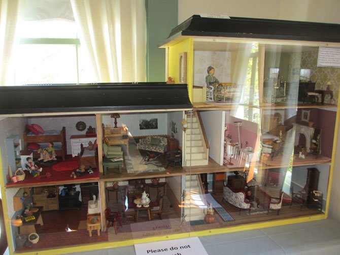 This multi-level and dual-wing doll house, made in the 1970s, was donated to Historic Vienna, Inc. in October, 2014, by Luisa M. Freeman and family.