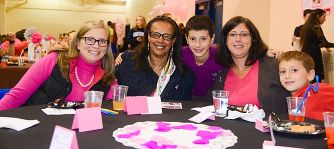  From left, Dean of Student Services Tina Rajmaira, Vice President for Student Affairs Dr. Linda McMurdock, and Kelly Desenti and her children at the Pink Dinner. Learn more about the National Breast Cancer Foundation at www.nationalbreastcancer.org.