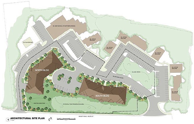 Artist’s rendition of the proposed site layout showing the two, new condo buildings.