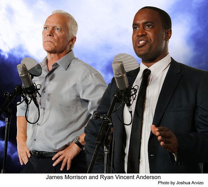 James Morrison as Police Chief William Gillespie and Ryan Vincent Anderson as Virgil Tibbs in L.A. Theatre Works production of "In the Heat of the Night."