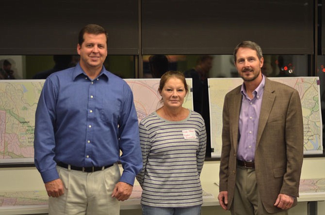 Reston Association Acting Deputy Director for Mike McNamara with Linda Thomas and Reston Association Director of Parks Larry Butler. The three Reston Association employees attended the Nov. 6 “Snow Summit” at Reston Association Headquarters.