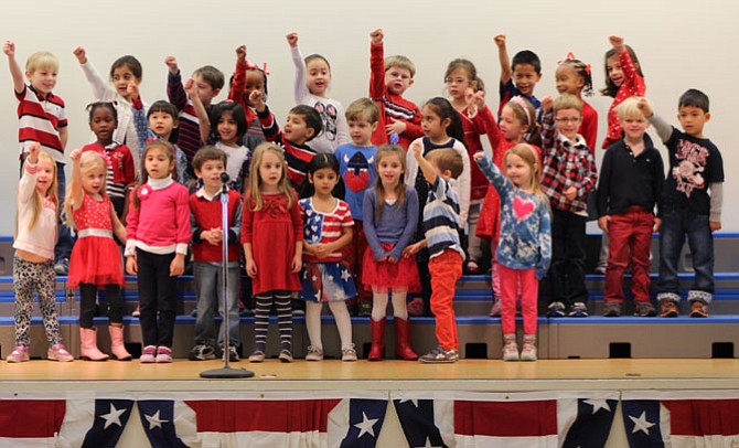 The Walter Reed National Military Medical Center Color Guard and a number of veterans attended the annual Patriotic Music Program at Primary Day School in Bethesda this year. Students sang "My Country 'Tis of Thee," "The Army Goes Rolling Along," and "Anchor's Away" among other patriotic choices.