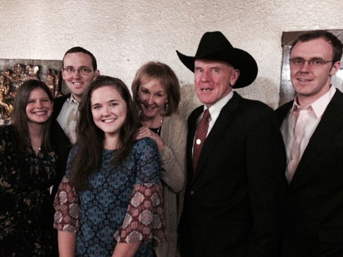 From left: Jill and John Phillips, owner of Squeals on Wheels, were named Business People of the Year, and celebrated with family including Kate Brownstein, Grant Phillips, Raquel Phillips (center), Jill, John and Tyler Phillips.