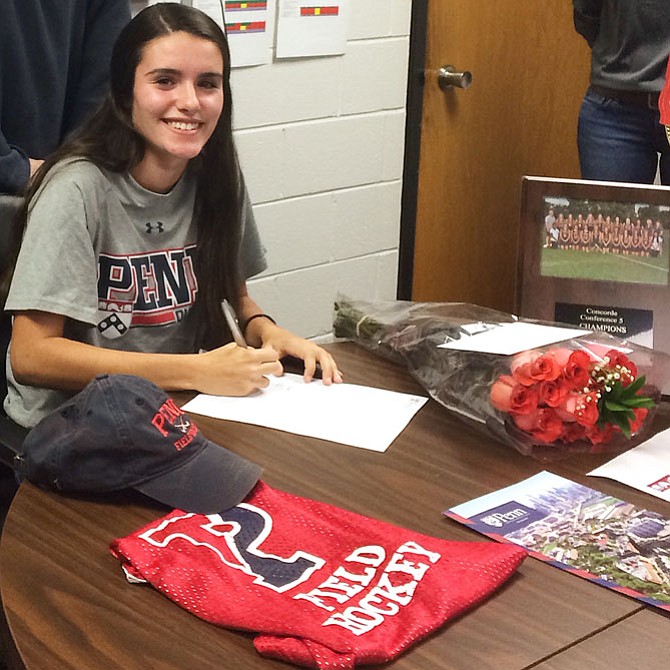 Herndon senior Sofia Palacios signed a letter of intent to play field hockey at the University of Pennsylvania.