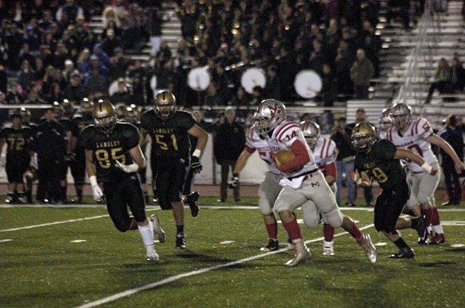 McLean senior Brian Maffei, with ball, played quarterback for the Highlanders in the fall and plays for the school’s boys’ soccer team in the spring.