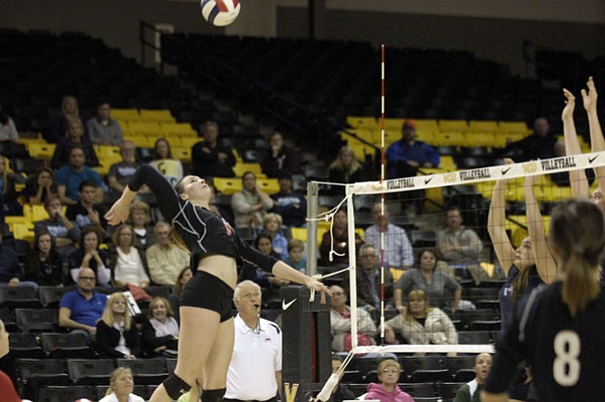 Madison outside hitter Natale Zanellato had 28 kills against First Colonial in the 6A state volleyball final on Nov. 21 at VCU’s Siegel Center in Richmond.