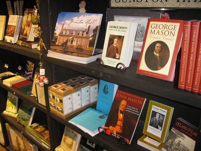 A selection of 18th century books focusing on George Mason, Gunston Hall, the Colonial Period, the Founding Fathers, and George Washington. The most popular book is the Gunston Hall Guidebook, which features photos of the house and property, for $10.95. Books range from $10 to $30.
 

