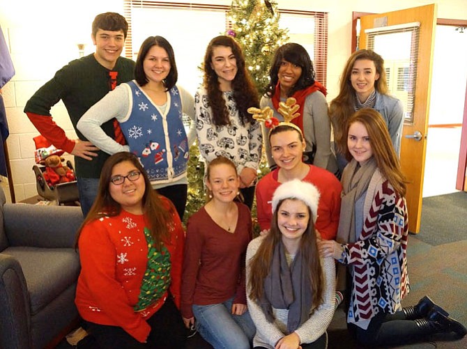 The “Ho Ho Holiday Show” student directors are (back row, from left) David Koenigsberg, Jessi Swanson, Meagan Morrison, Porsche Amaya and Emily Cervarich; (second row, from left) Jenessy Ramirez, Cait Egan, Ola Pozor and Samantha Dempsey; and (in front) stage manager Alexa Tucker. (Not pictured: Andrew Brockmeyer, Elizabeth Coo, Zoe Hawryluk and Tatyana German).
