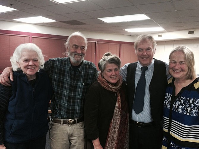 Callum Murray with Elie Cain, and George and Ginny Barnes and Susanne Lee at the West Montgomery County Citizens Association meeting on Dec. 10. Murray, author of Potomac’s Master Plan, is retiring from Montgomery County Park and Planning. Photos by Mary Kimm/The Almanac