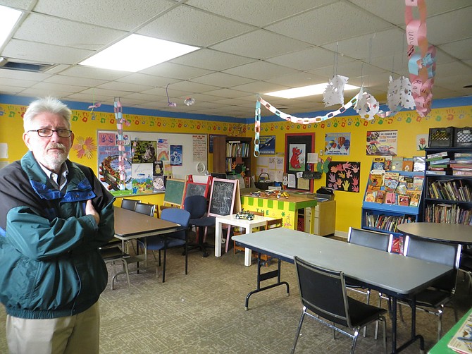 Arlington-Alexandria Coalition for Homelessness Director Michael O’Rourke and one of the program’s play rooms.