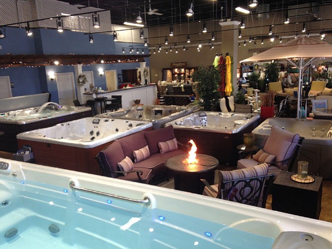 Options for outdoor décor, including swim spas and fire pit tables, abound at a newly formed showroom in Herndon.
