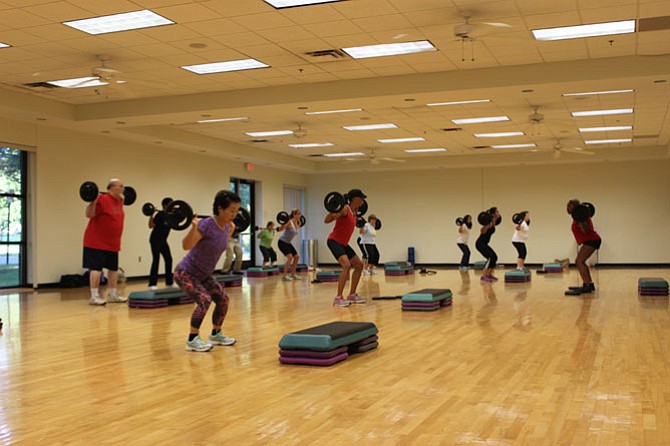 An exercise class at Herndon Community Center.