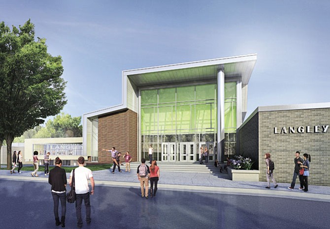 Rendering of Langley High School’s south entrance in three years.