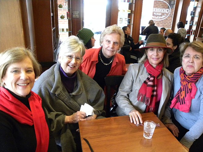 Everyday an informal group of McLean residents go to “the office,” Greenberry’s Coffee & Tea Company. From left, Mary Ludden, Susan Christie, Carole L. Herrick, Cristina Granja of McLean and KK Piper of Vienna.
