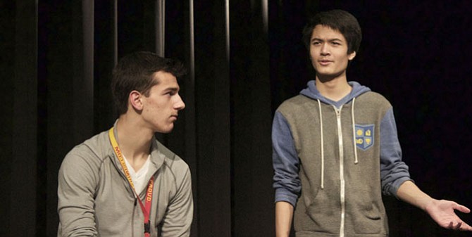 From left: Erik McIntosh and Mike Gorospe in Oakton High School's production of “Image is Everything.”