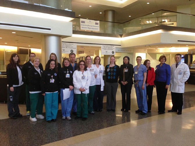 Virginia Hospital Center staff gather to celebrate achieving Magnet Nursing Status.
