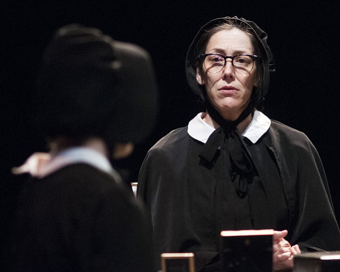 (From left): Jenny Donovan (Sister James) and Jessica Lefkow (Sister Aloysius) in "Doubt, a Parable" at 1st Stage in Tysons Corne