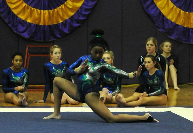 South County gymnast Collea Burgess won the Conference 7 all-around title and helped the Stallions earn their first team championship on Feb. 4 at Lake Braddock Secondary School.