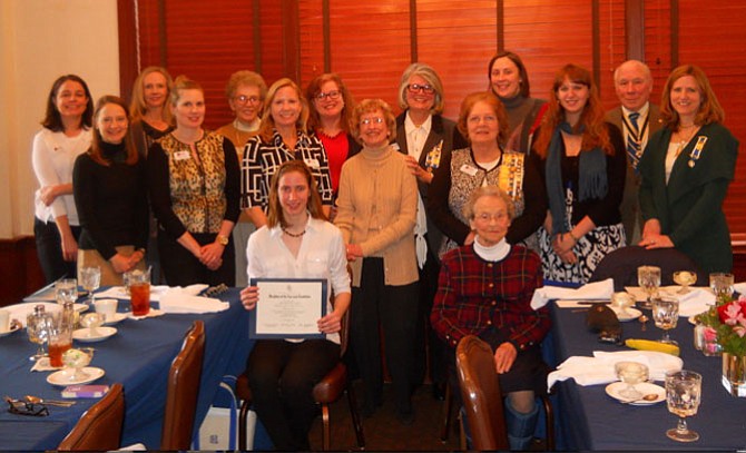 Members of the Daughters of the American Revolution Thomas Lee chapter honor their 2015 Good Citizens awardee Elizabeth Telford at a Saturday, Feb. 7 luncheon at the Army Navy Country Club in Fairfax. 
