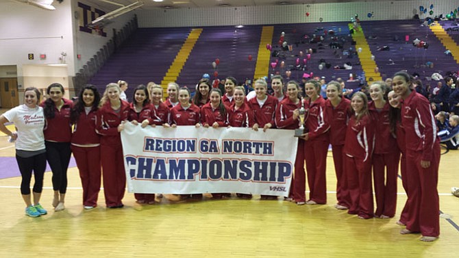 The McLean gymnastics team won the 6A North region championship on Feb. 11 at Lake Braddock Secondary School.