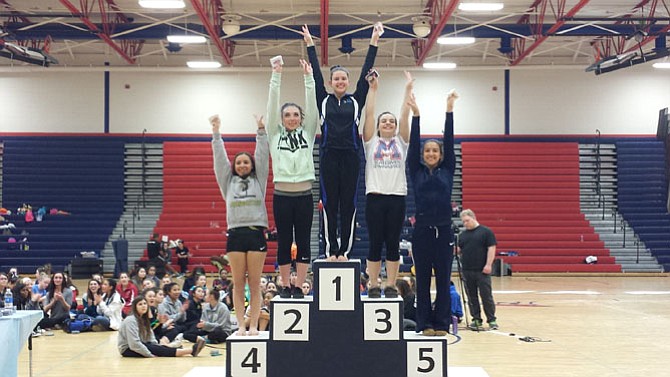Fairfax gymnast Rachel Barborek won the all-around championship at the VHSL individual state meet on March 8 at Patriot High School. Hickory's Haley Cole finished runner-up, followed by Marshall's Morgan Stahl, Cox's Mary Munitz and Washington-Lee's Sophie Hatcher. Stahl finished second on floor (9.625) and beam (9.6), ninth on vault (9.575) and tied for 20th on bars (8.825).