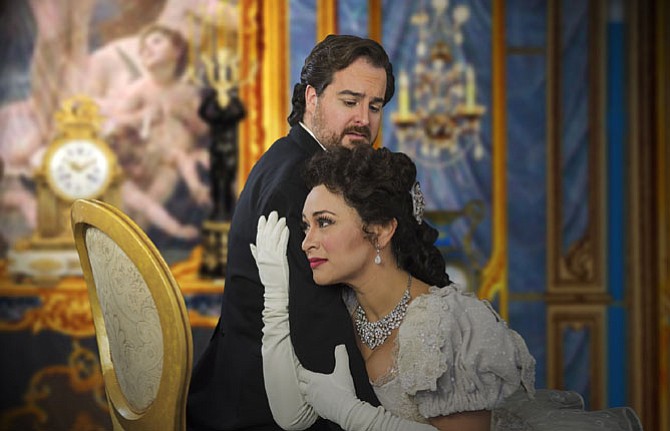 Cecilia Violetta Lopez as Violetta and Rolando Sanz as Alfredo in Virginia Opera’s “La Traviata.”