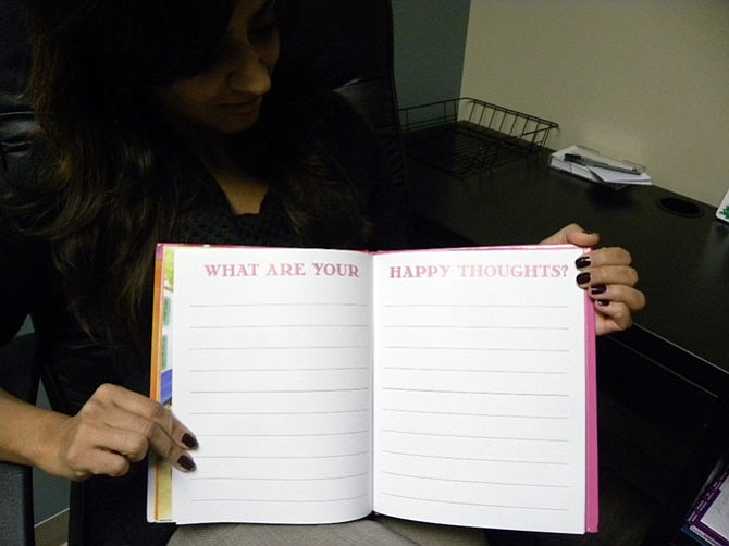 Readers can write down their own happy thoughts at the end of Vienna writer and ophthalmologist Nisha Patel’s book “Princess Avni Gets Her Beauty Sleep.”