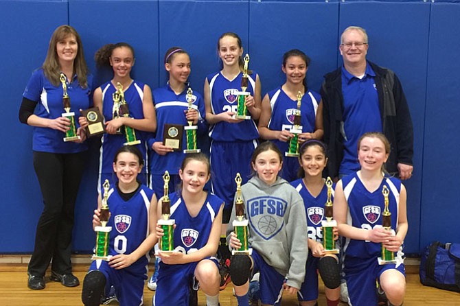 Taking home the first place trophy: The fifth grade girls reside in Great Falls, Vienna and Herndon.