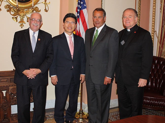 U.S. Rep. Gerry Connolly, House Speaker John Boehner and House Chaplain Reverend Patrick J. Conroy and Pastor David Ryoo