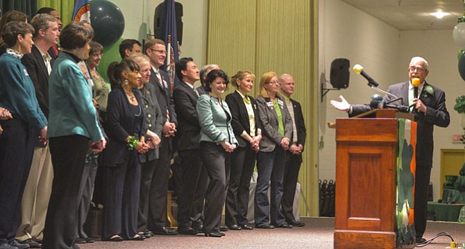 Congressman Gerry Connolly recognizing the many elected officials that attended his St. Patrick's Day fete.