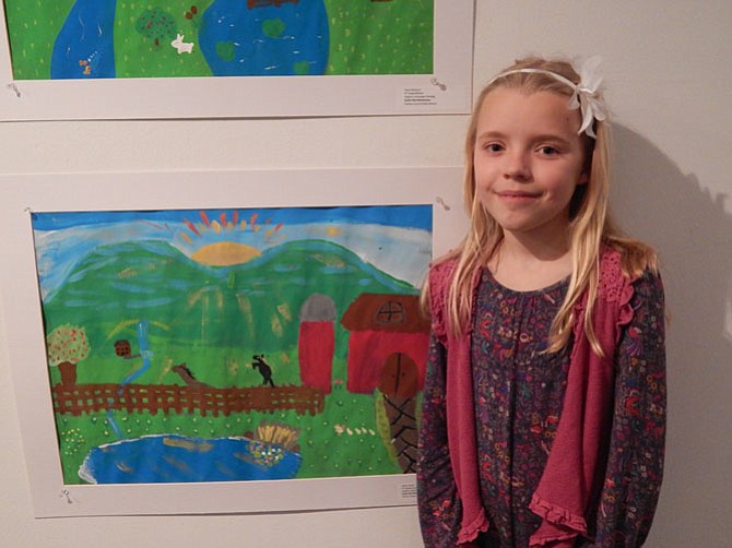 Miina Anvelt, a Colvin Run Elementary School fourth Grader and her Virginia landscape painting
