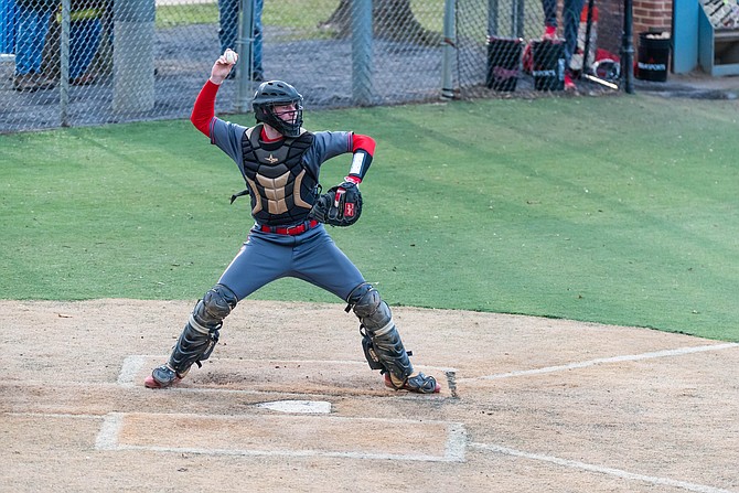 Marshall catcher Mitch Blackstone, a 2014 all­-state selection, is a four­-year varsity starter.