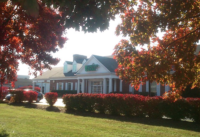 A view of United Bank in the fall.
